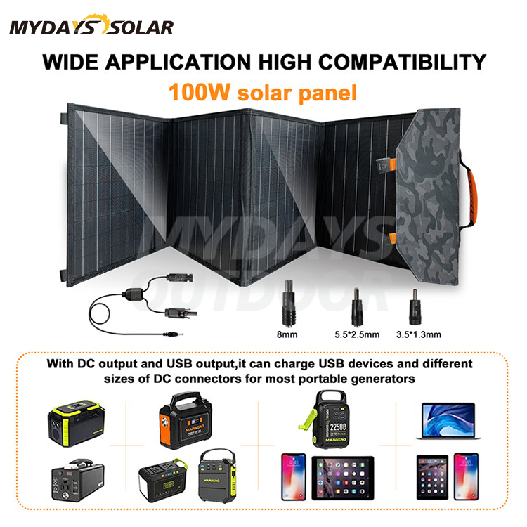 Портативное складное зарядное устройство на солнечных батареях мощностью 100 Вт MDSC-5