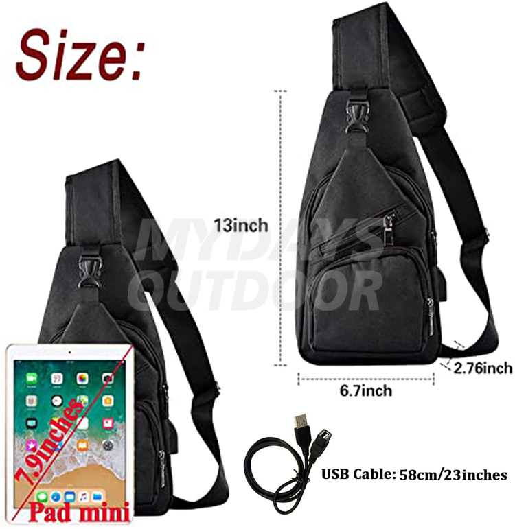 Сумка-слинг Рюкзак через плечо Нагрудные сумки Рюкзак через плечо с USB-портом для зарядки MDSSS-4